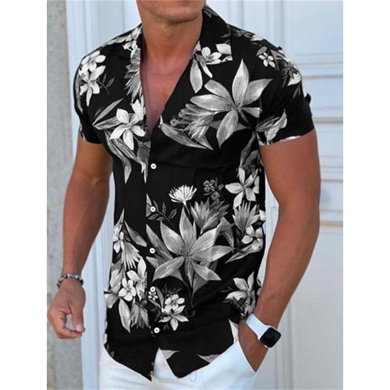 Men's Shirt Button Summer Floral Shirts for Men Street 3d Print Plus Size Hawaiian Shirts Beach Breathable Short Sleeve