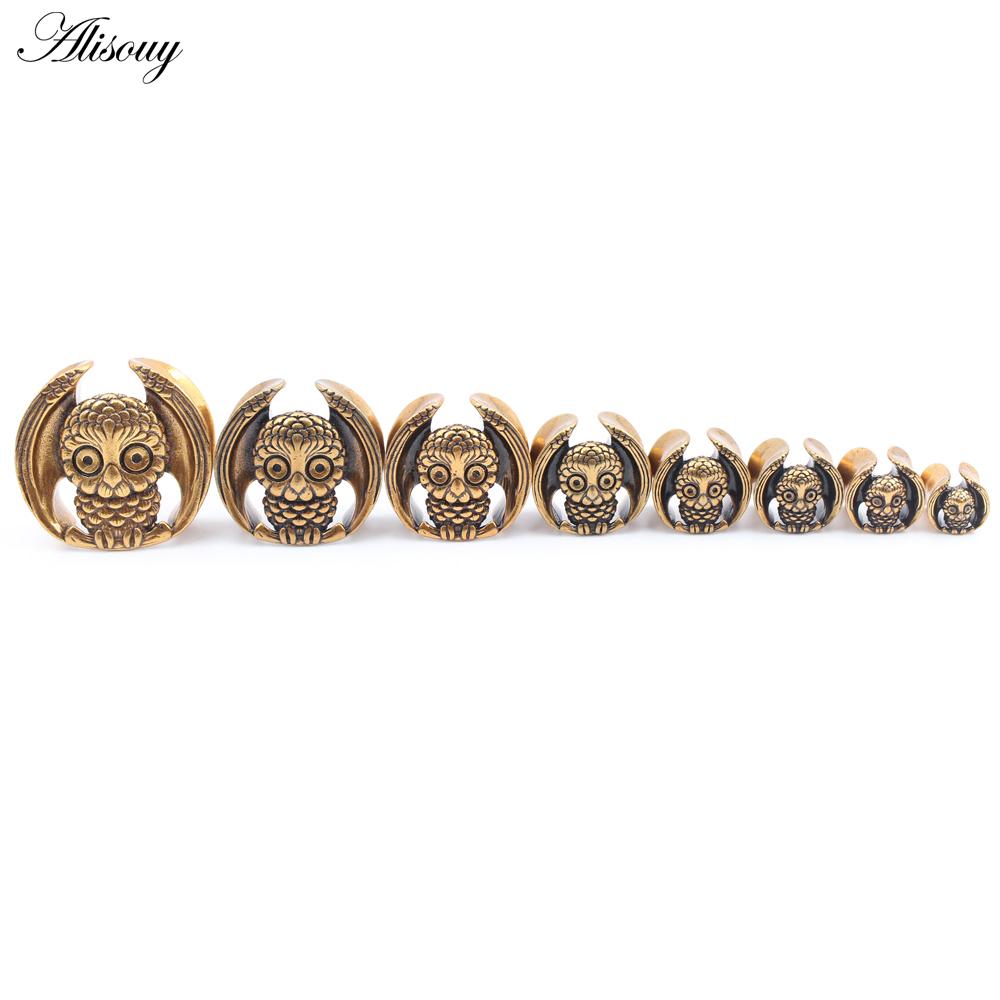 

Alisouy 1PC Винтаж Панк Медь Бронза Сова Птица Седло Ушные Туннели Затычки Расширитель Растяжитель Измерители Серьги Пирсинг Украшения Для Тела 8mm