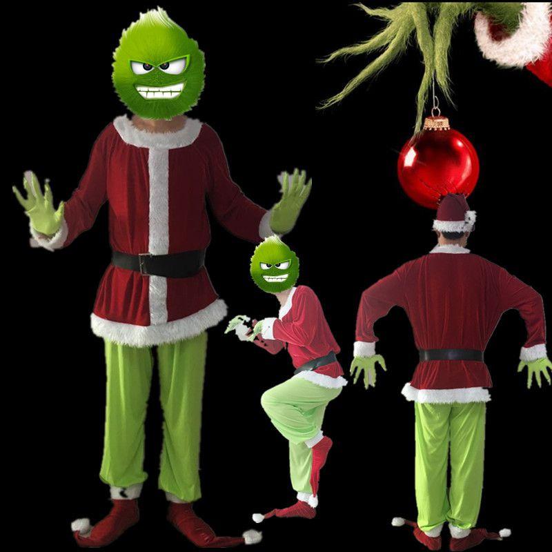 Auffälliges Grinch Cosplay Kostümset für Halloween-Maskeraden