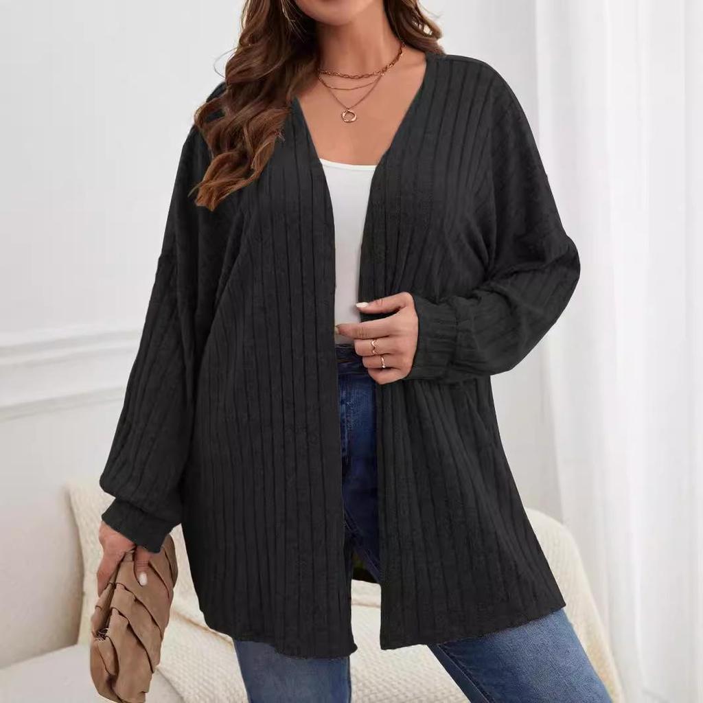 Autumn/Winter 2024 Women's Long Sleeve Solid Color Loose Knit Cardigan Jacket