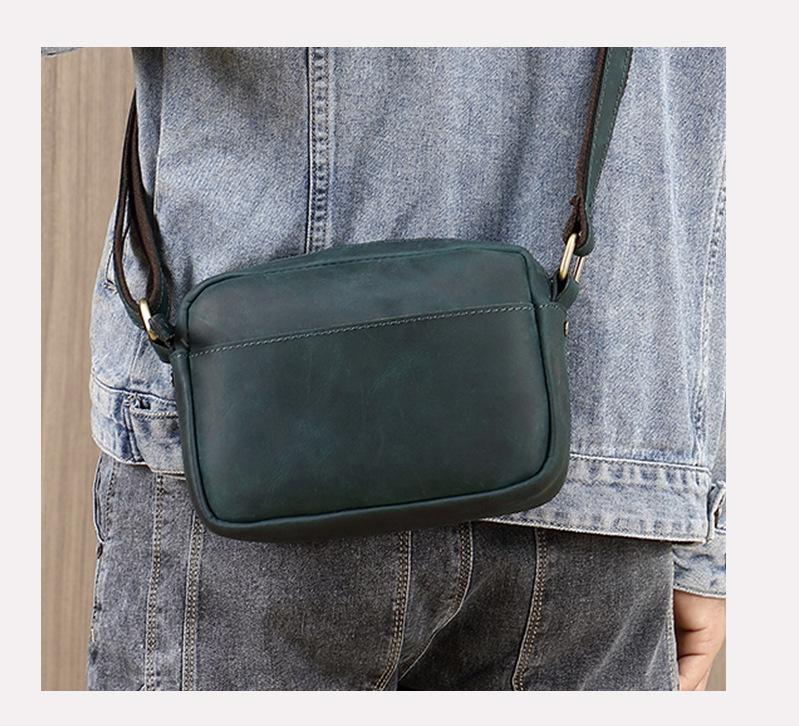 Retro Crazy Horse Leder Herren Umhängetasche - Echte Rindsleder Schulter Messenger Tasche