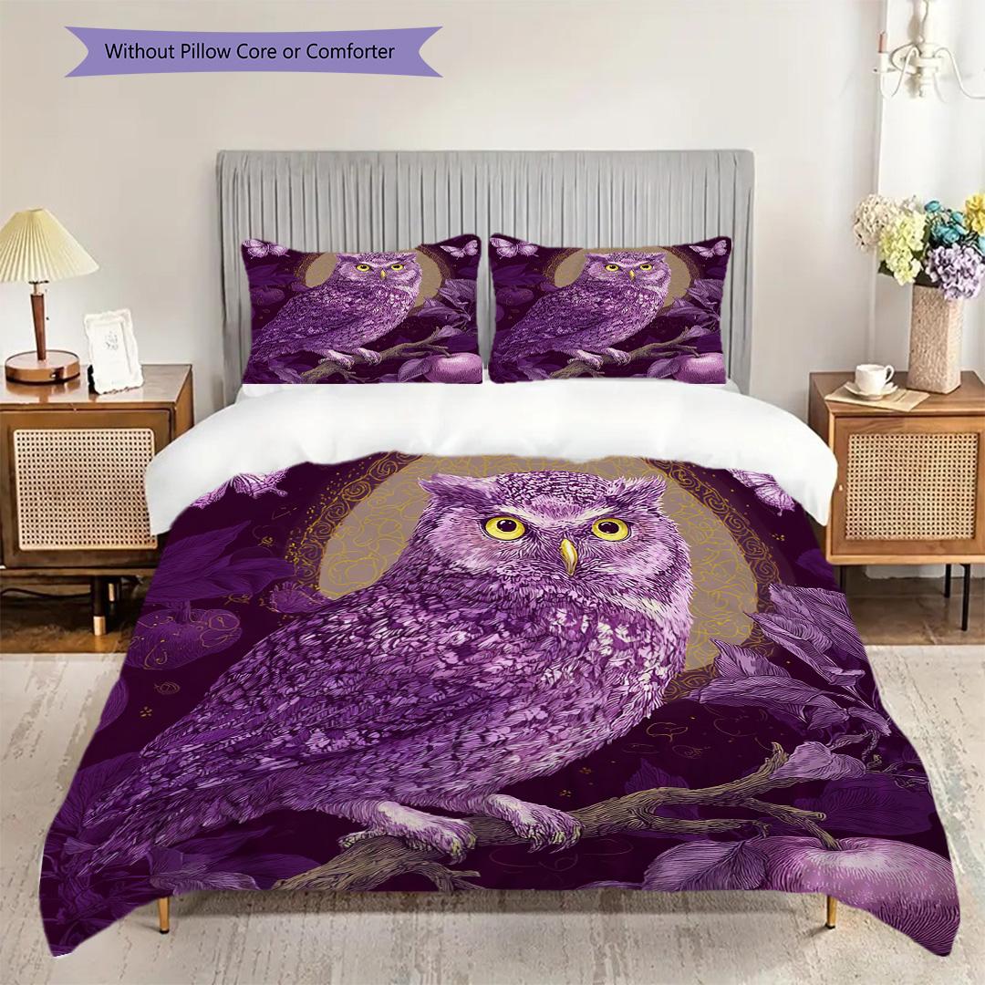 

Owl Pattern Bedding Quilt Set Quilt Cover Pillowcase Home Decoration Birthday Gift (1 * duvet cover + 2 * pillowcase, without core) 135x200cm