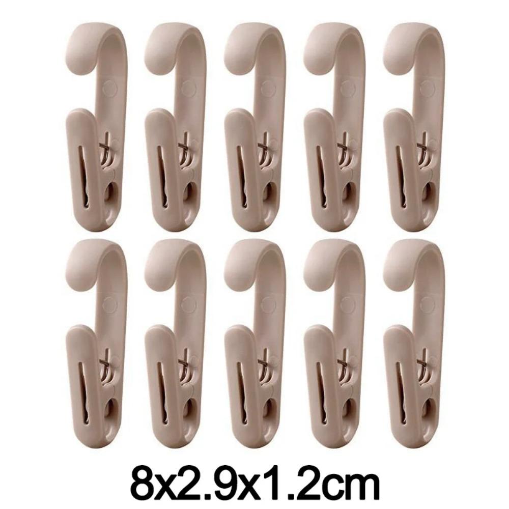10pcs Multifunctional Laundry Hooks with Clips Hanging Closet Organizer Home Storage Hook Plastic Hangers with Clips