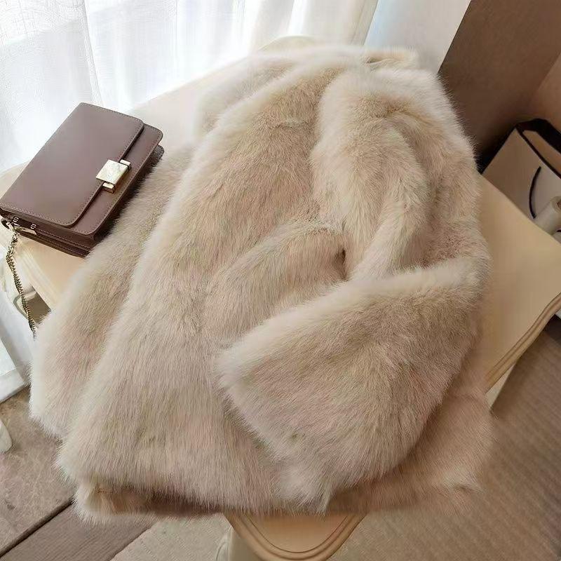 Imitation Fur Coat Women's Autumn and Winter New Imitation Fox Fur Coat Thickened Medium and Long Fur Coat Tide