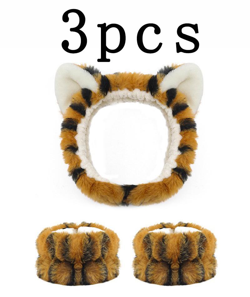 3pcs Cute Cat Ear, Rabbit,Frog, Bear Headband For Women Girls Spa Washing Face and Makeup Headband Elastic Wrist Strap