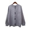 Gray Loose Lazy Wind Knitted Cardigan Women's Autumn and Winter Soft Waxy Sweater Jacket Design Top