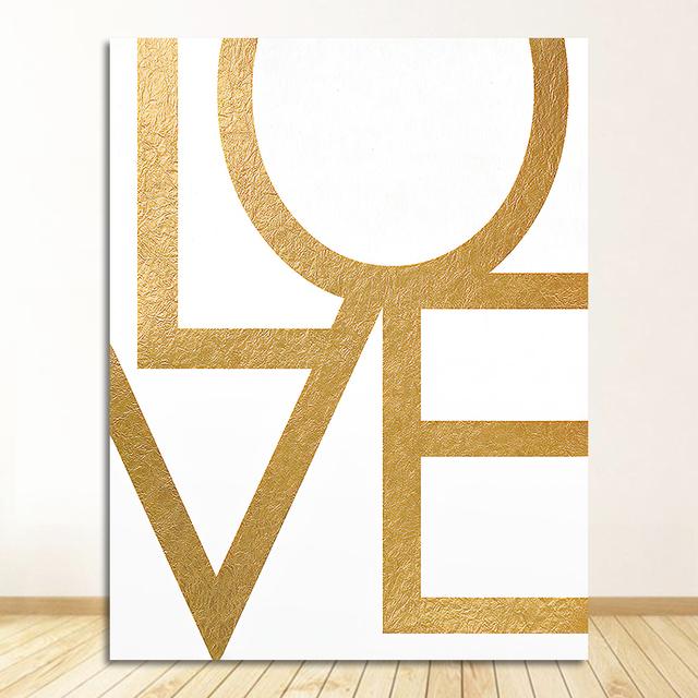 

Сердце Любовь Слово Золотая Фольга Холст Картина Современный Алмаз Настенный Художественный Плакат Гостиная Домашний Декор Золотой Плакат для Детской Печати Золото 21cm×30cm NoFrame