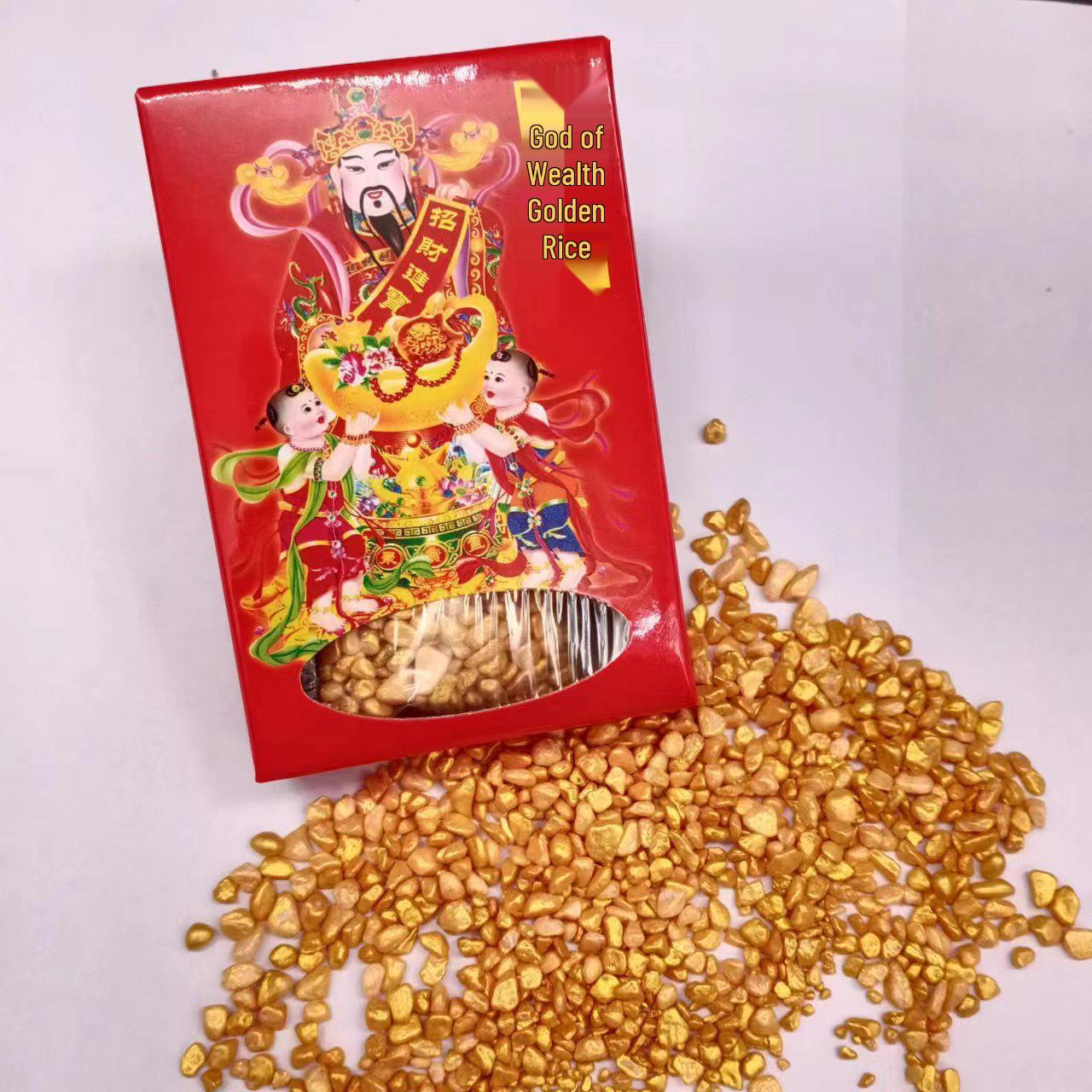 Golden Rice Grains God of Wealth Incense Burner and Treasure Bowl Offerings