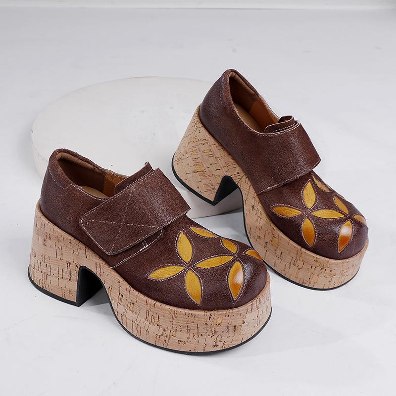 

Модные туфли-лодочки GKTINOO из натуральной кожи на толстой подошве, женская обувь 2025, осень, новинка, с круглым носком, модные туфли на высоком каблуке, обувь на платформе 250