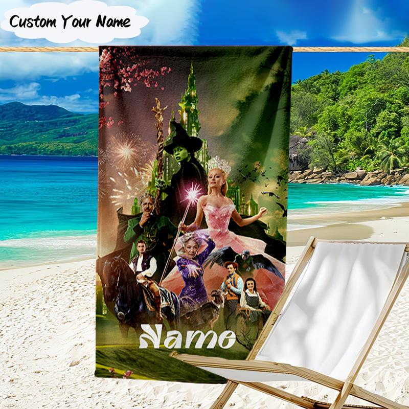 1PC Custom Name Beach Towel Magic Friendship witch Beach Towel, Suitable for Camping, Travel, Beach Accessories, Super Absorbent, Family Gift