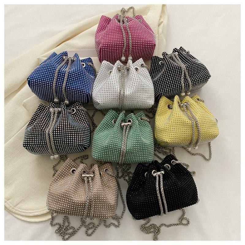 Fashion Trend Small Bag Women's Autumn New Bright Diamond Messenger Bag Chain Bucket Bag