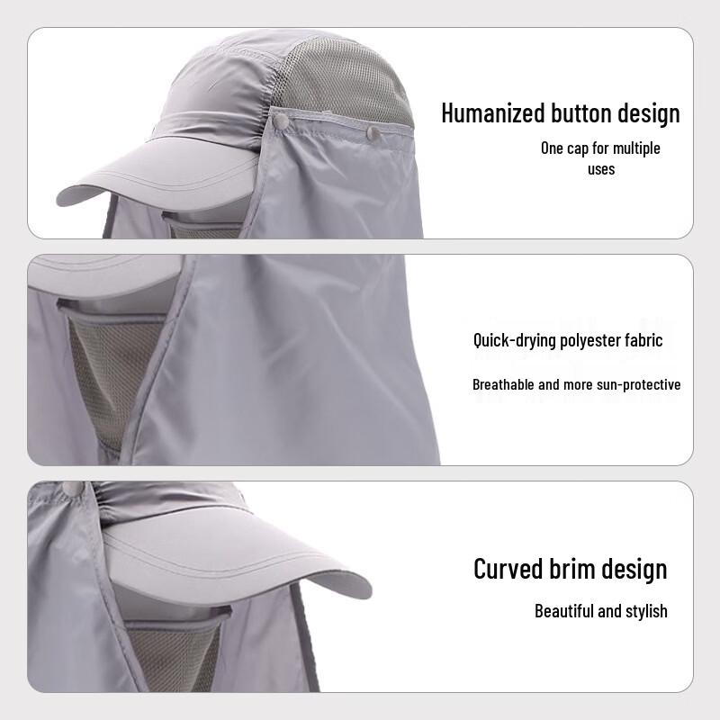 Men's Outdoor Sun Protection Fishing Hat with Detachable Neck Flap