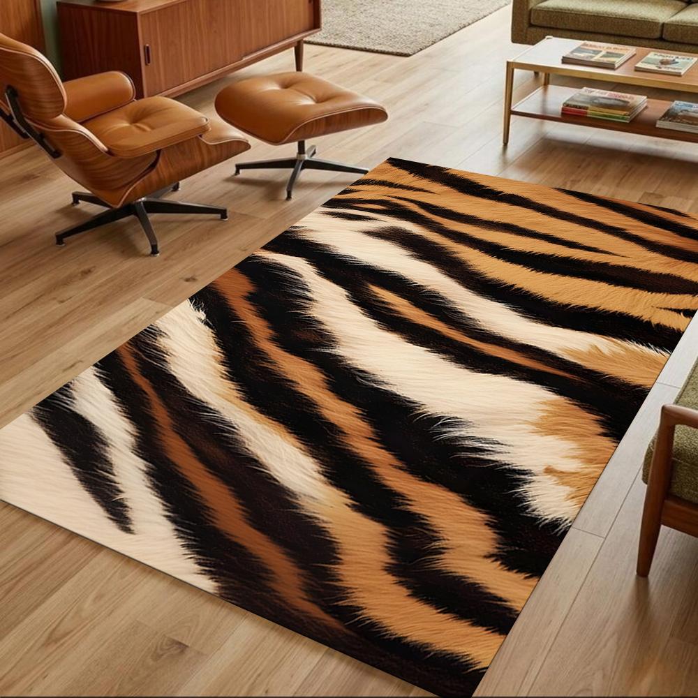 Tiger Stripe Pattern Close-up Non-Slip Home Carpet Design for Office Decor Living Room Bedroom Gift