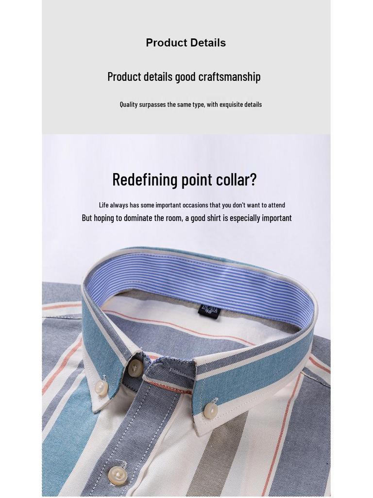 Men's Plus Size Plaid Oxford Cotton Long-Sleeve Shirt