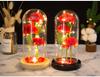 Three Carnations Glass Cover Ornament Mother's Day Gift Simulated Flower LED Luminous Small Gift Merchandise