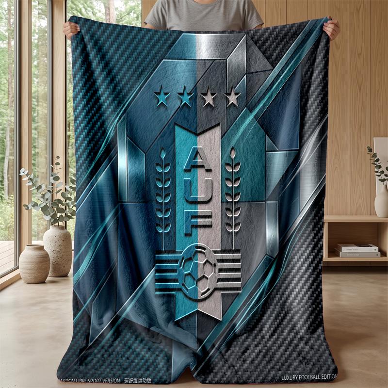 Uruguay Football Printed Flannel Blanket Skin Friendly Warm Decorative Throw for Indoor Couch Bed Daily Use