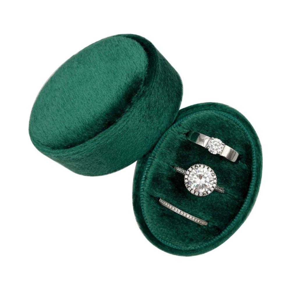 Oval Shape Velvet Ring Box 2 Slots/3 Slots Oval Jewelry Box Jewelry Organizer Box Proposal