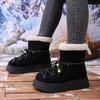 Niche design sense straps snow boots women's thick-soled non-slip velvet thermal lace-up cotton shoes 2025 autumn and winter new