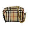 [Pre-Owned] Check Adjustable Shoulder Strap Zipper Cotton Blend Calfskin Camera Bag - Very Good #26BH9W