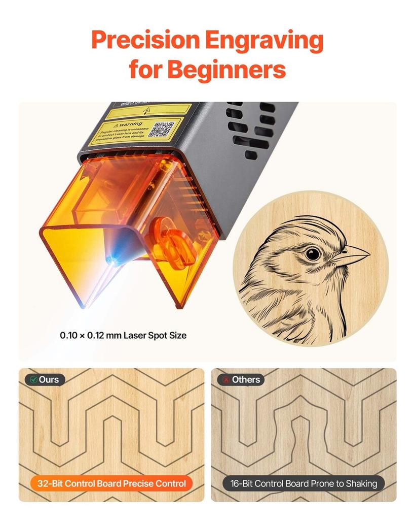 Laser Engraver, 10W, Laser Engraving and Cutting Machine with Enclosure, Laser Cutter Engraver Machine, 300 x 300 mm Working Area, 7000 mm/min, for
