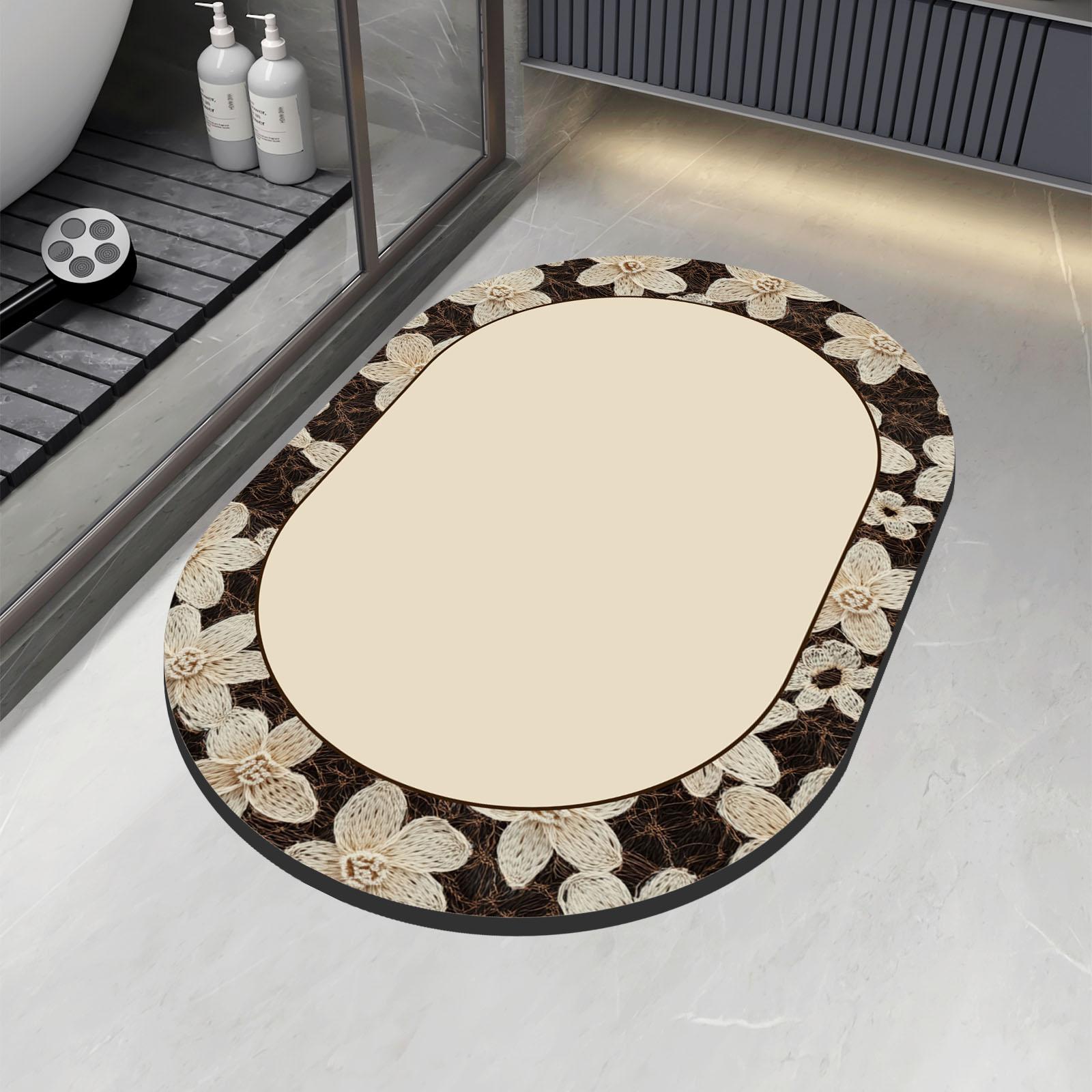 

Retro Luxury Bathroom Mats Non-slip Shower Bath Mat Absorbent Floor Foot Mats Quick Dry Toilet Rugs Carpet Doormat Washable 40cmx60cm
