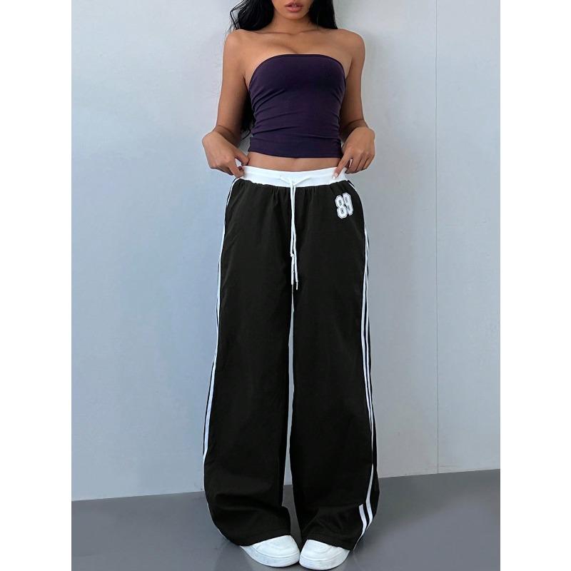 VEZFAA Damenmode Lässige Hosen mit Streifenmuster und hoher Taille