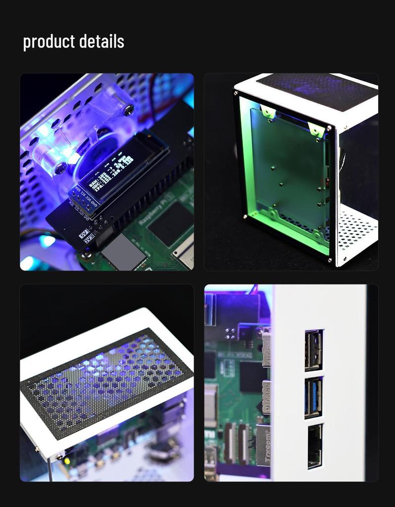 Raspberry Pi 5 Sea View Case: Non-Aluminum Protective Shell with PCIe M.2 SSD Support