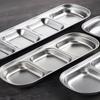 2Pcs 2/3/4 Grid Seasoning Dish Stainless Steel Sauce Plate  Restaurant Use
