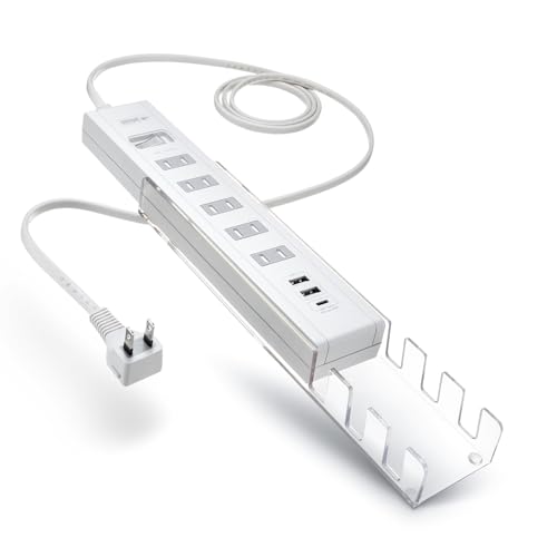 Sanwa Supply USB Charging Power Strip with Stand (2-Pin, 5 Outlets, 1.5m, White) TAP-B47UC-15W
