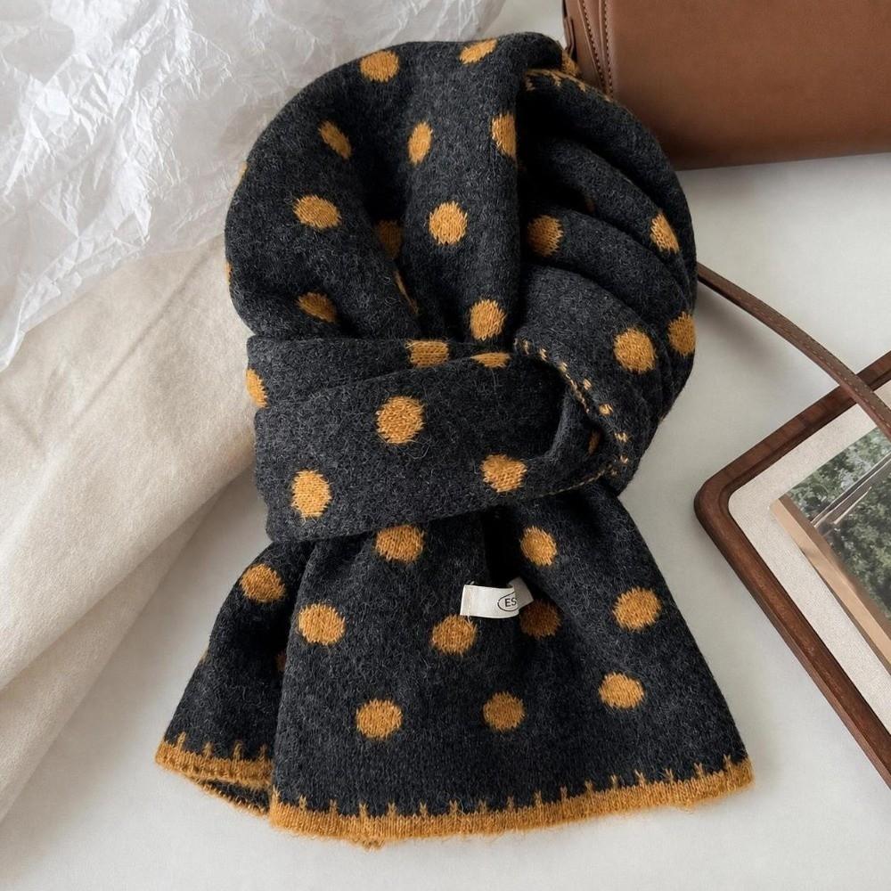Dot Pattern Knitted Scarf Korean Style Polka Dot Scarf Fashion Women's Scarf Winter