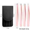 Premium Eyelash Tweezers Set for False Eyelashes and Eyebrow Grooming Stainless Steel Tweezers with Comb and Carry Case