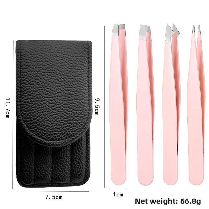 Premium Eyelash Tweezers Set for False Eyelashes and Eyebrow Grooming Stainless Steel Tweezers with Comb and Carry Case