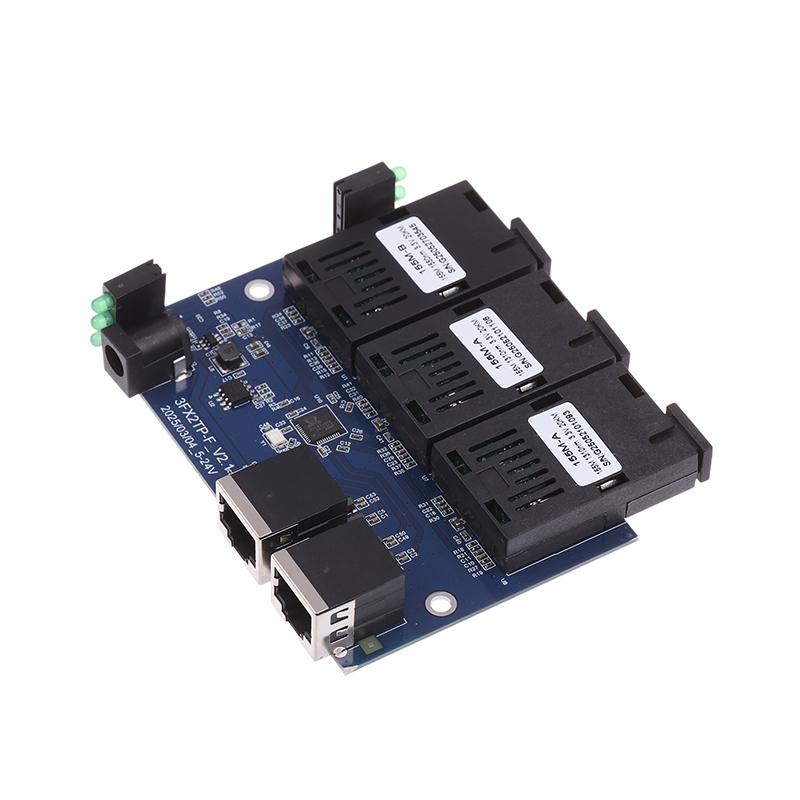 3F2E Fast Ethernet Switch Konverter 20Km Ethernet Glasfaser Medienkonverter Single Mode 2 Rj45 3 Sc Glasfaser Ports