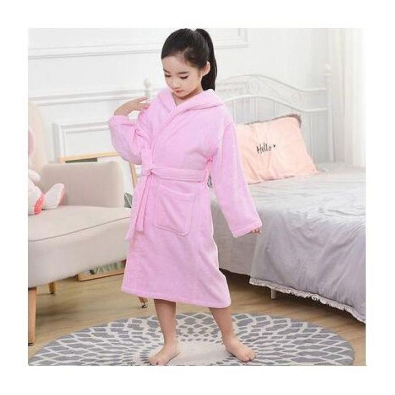 Girls' Hooded Cotton Bath Robe - Thick, Absorbent Toweling for Autumn/Winter Swimming & Sleeping