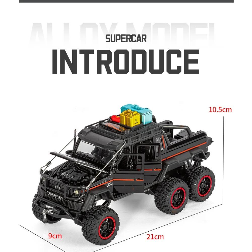 Travel Version 1/24 Benz G63 6*6 Tyre Alloy Pickup Car Model Diecasts Metal Toy Off-Road Vehicles Car Model Sound Light Kids Gift