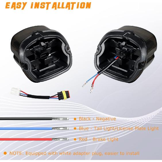 NTHREEAUTO Smoked LED Rear Tail Light Motorcycle Taillights Brake Driving Compatible With Harley Dyna Road King Electra Glide Street Bob Touring