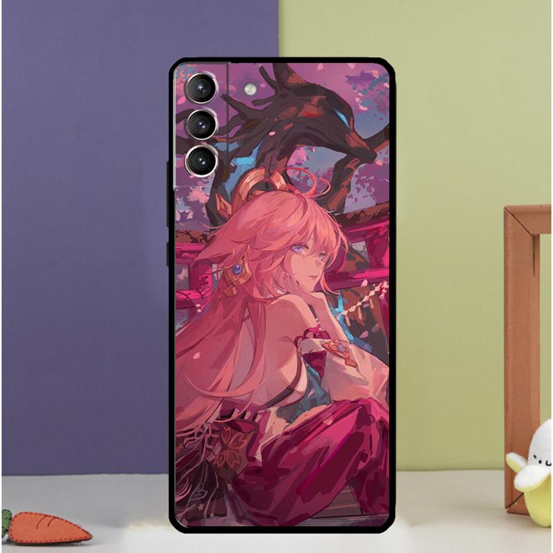 Genshin Impact Yae Miko Phone Case For Samsung Galaxy S23 S21 FE S22 Ultra Note 20 10 S8 S9 S10 Plus S10e S20 FE Cover