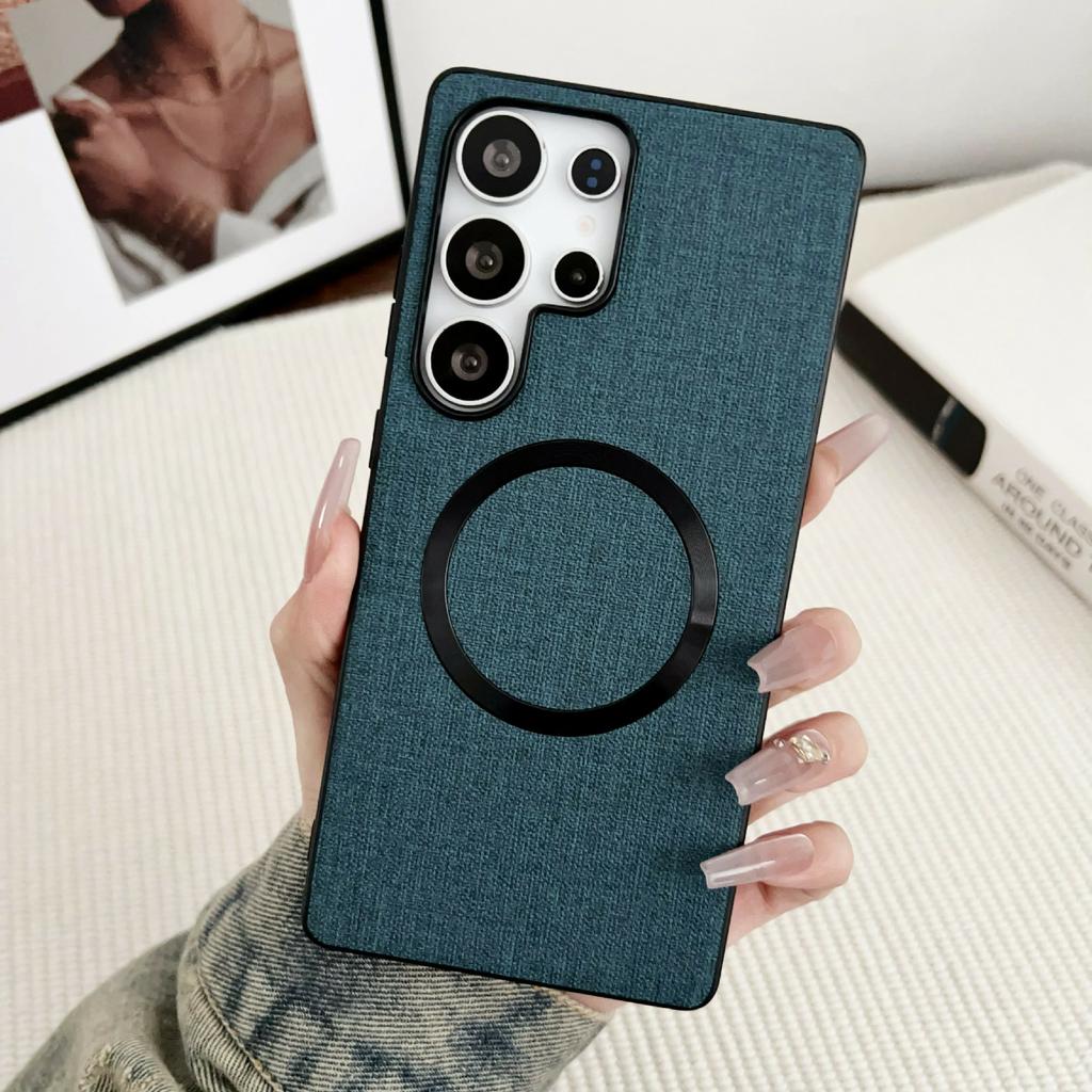 For Samsung Galaxy S26 Ultra Magnetic Case Drop-Proof TPU + Cloth Back Phone Cover