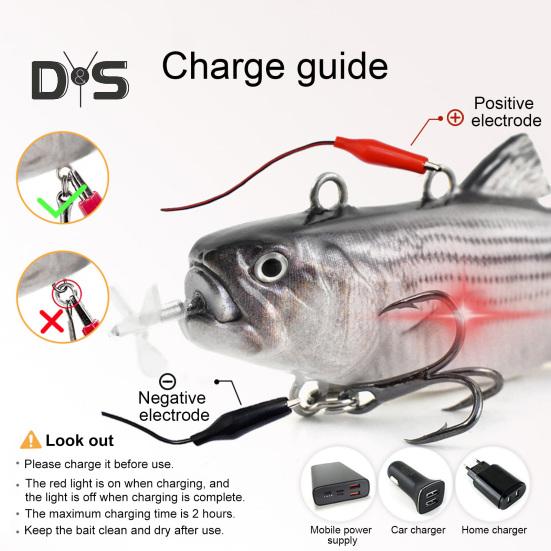 13CM/35G Elektryczny Przynęta Wędkarska Wieloprzegubowa z Haczykami Ładowana przez USB LED Świecąca Przynęta Pływająca Robotyczna Przynęta Sztuczna Akcesoria Wędkarskie