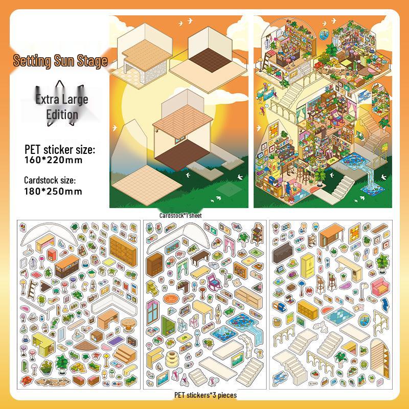 Infeel.Me My Little House 3D Scenery Stickers - Miniature Two-Layer Quiet Book Series