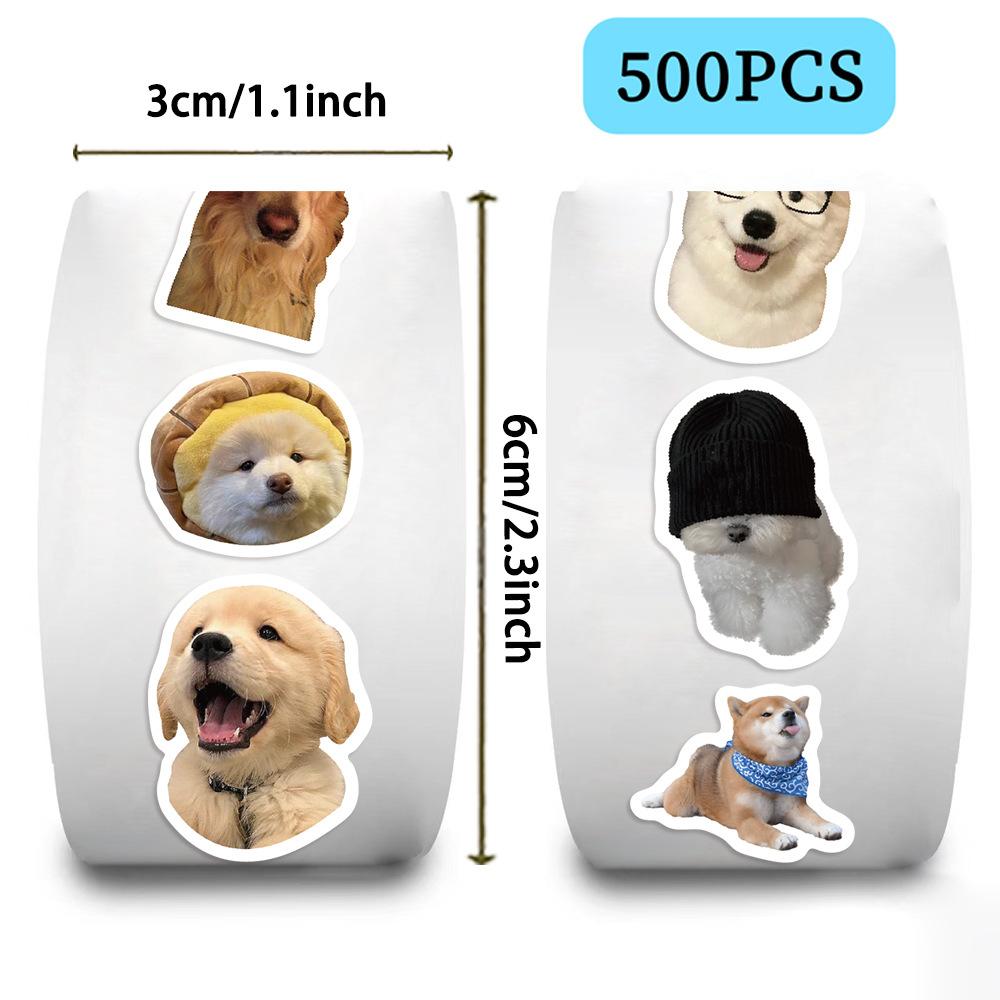 500 Pictures/roll Roll Sticker Tape Dog Expression Sticker Hand Account Material Decorative Envelope Seal Sticker