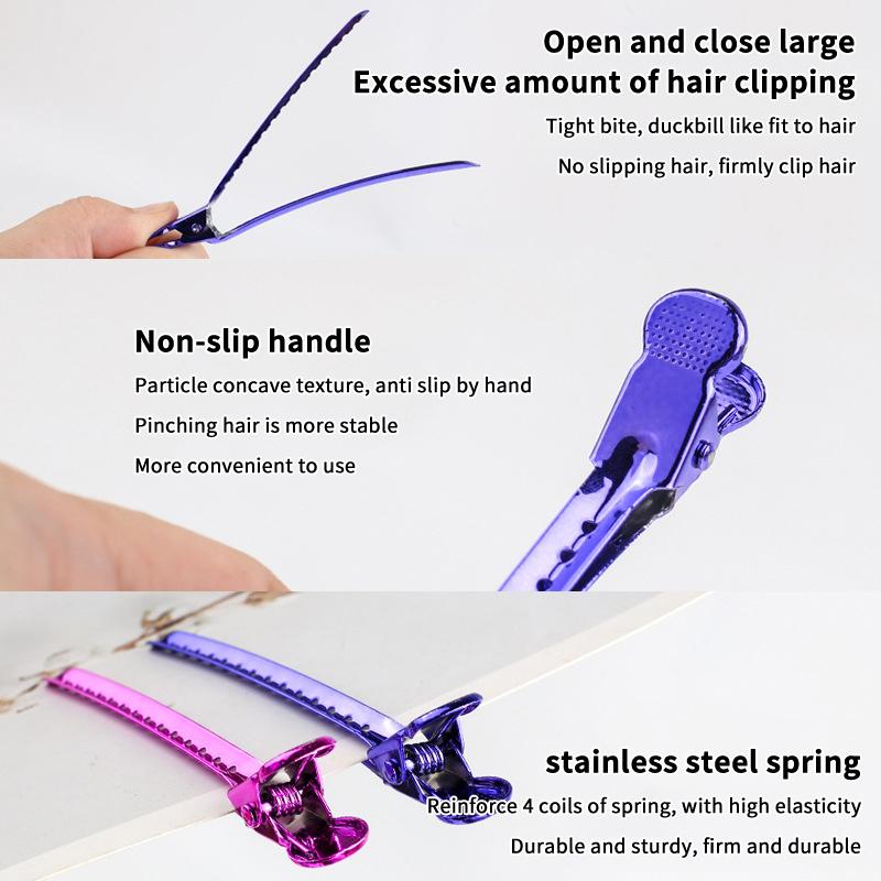 סט 12 קליפסים לשיער חבילה קליפס ברווז קליפס שיער מתכתי קליפס למספרה קליפס קבוע לכלי עיצוב לסלון ולבית