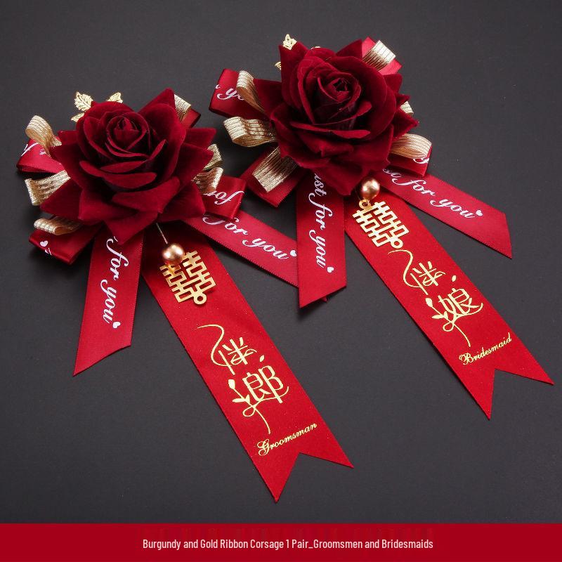 Wedding Corsage & Boutonniere Set for Bride, Groom, Bridesmaids & Groomsmen
