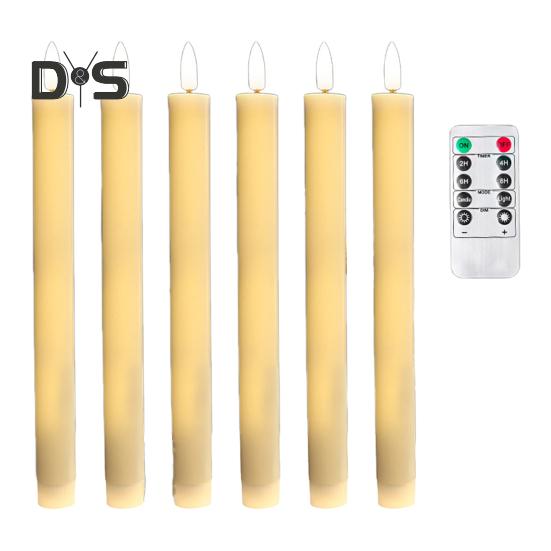 

6 шт. Безполум’яні конусні свічки Фальшиві віконні свічки на батарейках із пультом дистанційного керування Мерехтливі світлодіодні свічки для святкового весільного домашнього декору B бежевий