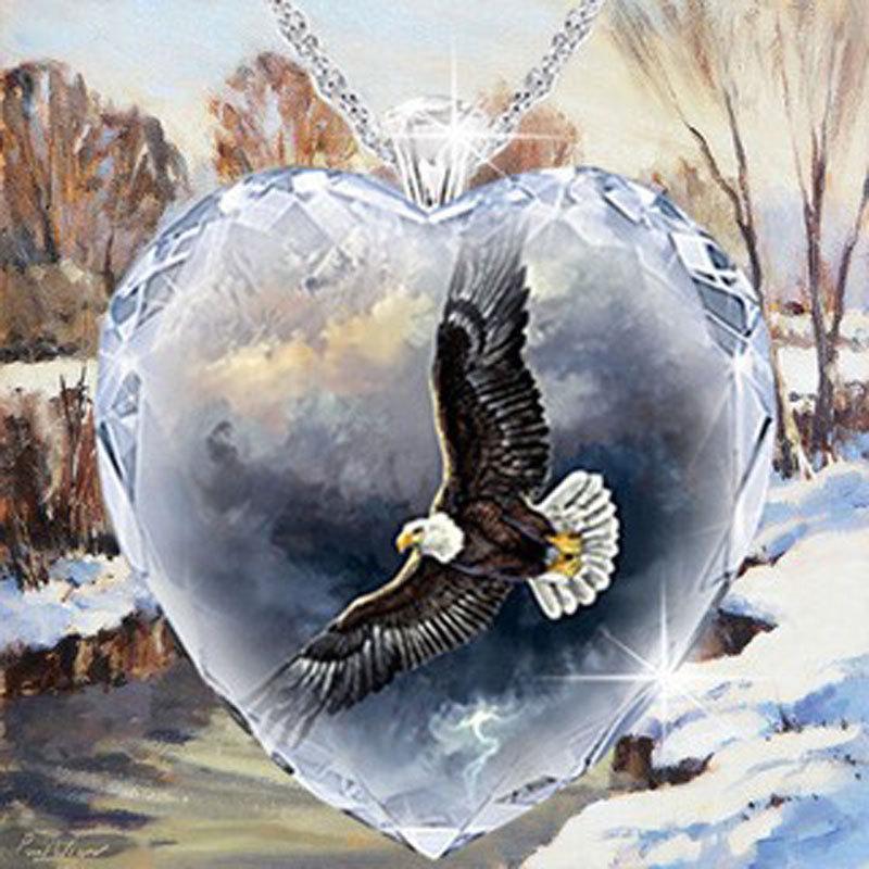 Wish Crystal Eagle Peach Heart Pendant fashion necklace