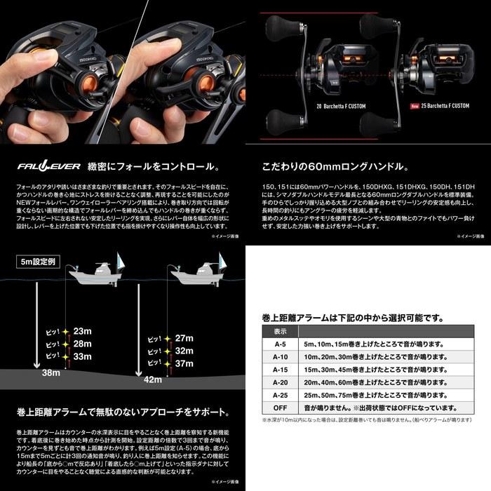 Shimano Bait Reel 25 Barchetta F Custom 151DH (Left) Black