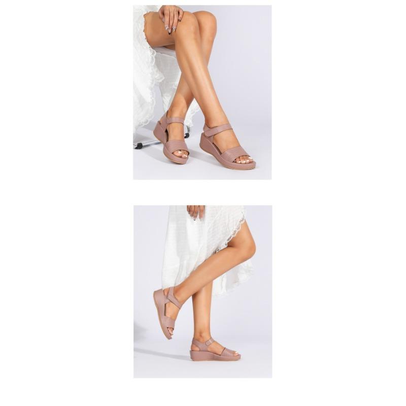 Sandalias de Playa con Pendiente en Relieve Tacón Alto Moda Cómodas Casuales de Una Tira Zapatos Romanos