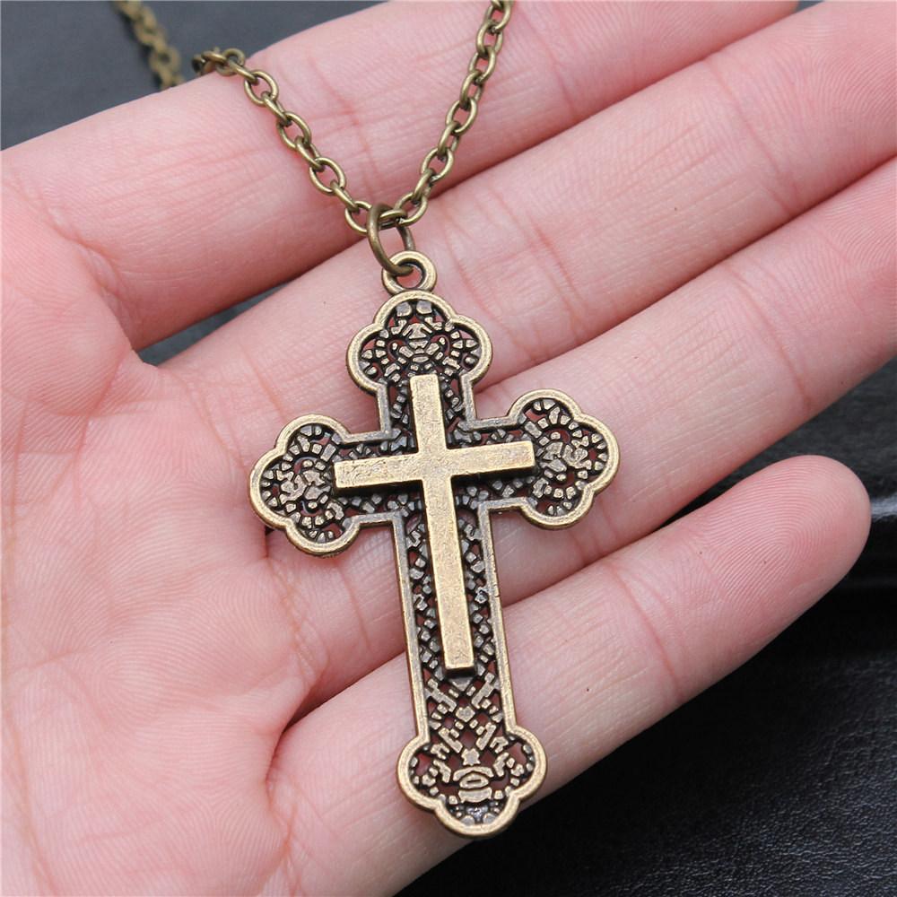 Betendes Kreuz Religiöses Amulett Anhänger Antike Bronze Metall Freund Halskette Neuankunft Geschenk