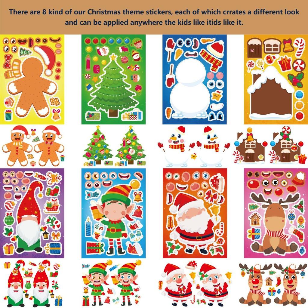 Adorable Cartoon Christmas Snowman And Reindeer Interactive Sticker Set For Kids