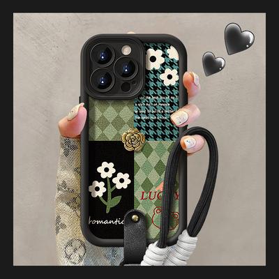 The Diamond-shaped Camellia Figure-shaped Lanyard Is Suitable for IPhone 16 Cases and 15/14PRO Silicone Anti-drop